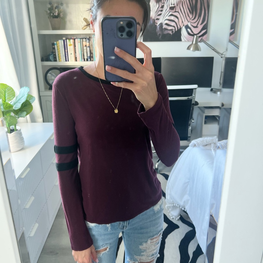 Forever 21 Burgundy Sweatshirt with Black Stripes